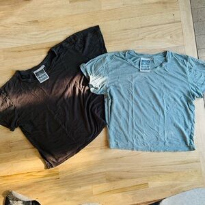 Lot of two Jungmaven hemp blend lightweight cropped Ojai tees - mediums.